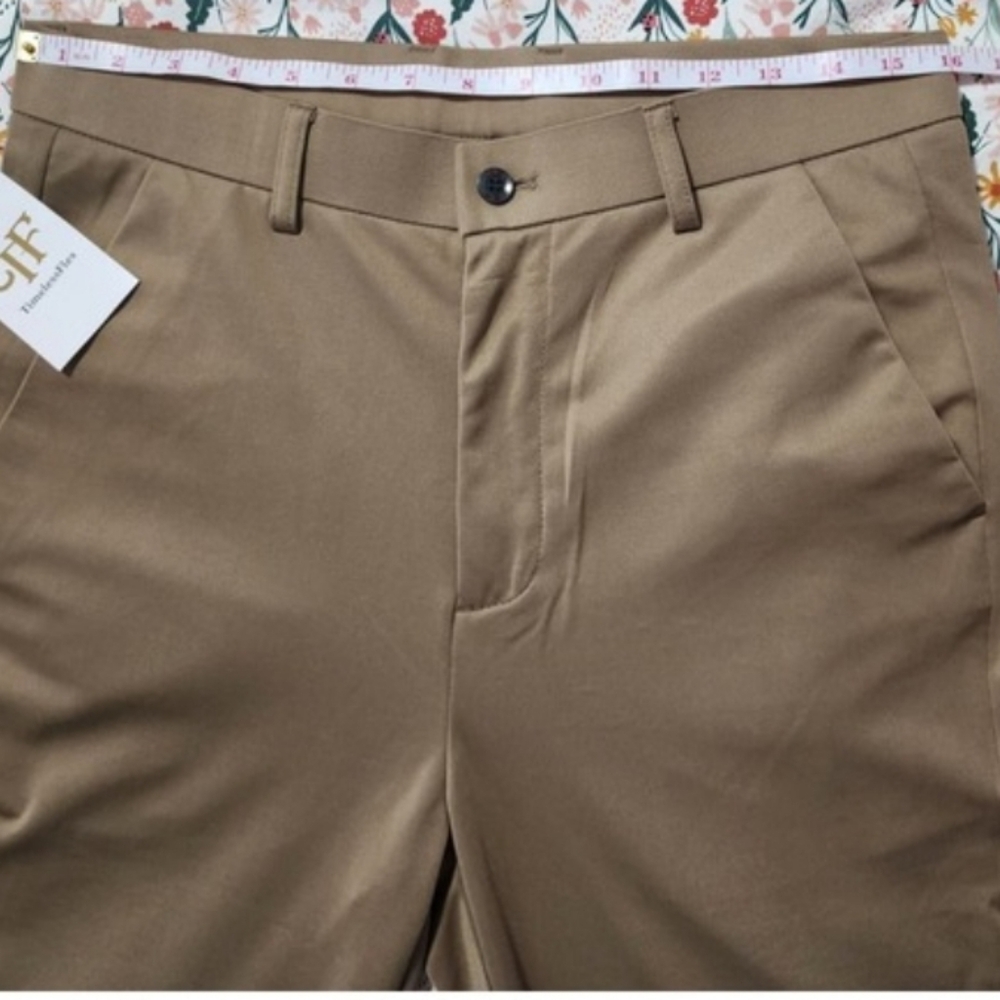 Timeless Flex NWT Mens Dress/Casual High Stretch Straight Fit Pants, Khaki 32 W - Picture 6 of 7